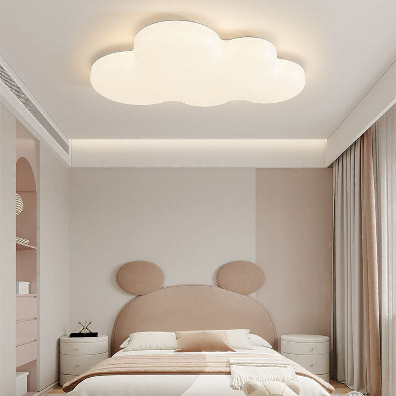 Modern White Cloudy Iron Acrylic LED Flush Mount Ceiling Light Cuvalon