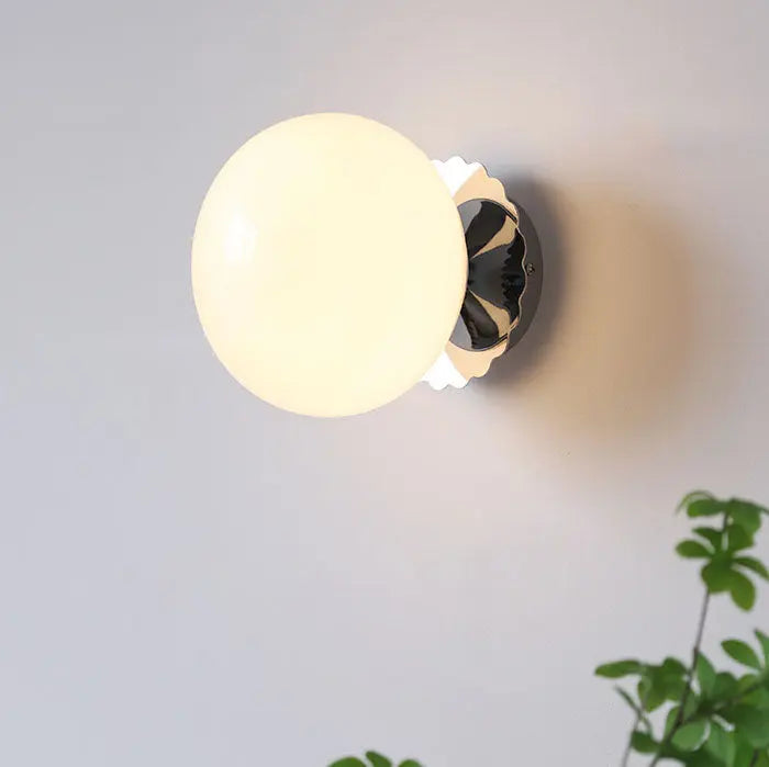 Modern Vintage Minimalist Iron Glass Round Head 1-Light Wall Sconce Lamp Cuvalon