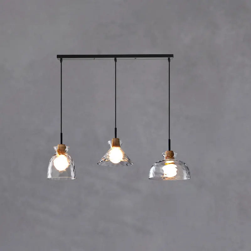 Nordic Clear Rippled Glass Shaded 1-Light Pendant Light Cuvalon