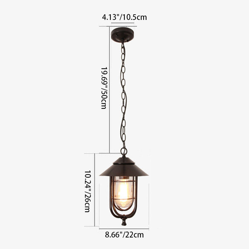 Industrial Vintage Aluminum Cage Glass 1-Light Outdoor Waterproof Pendant Light Cuvalon