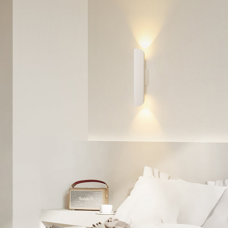 Modern Minimalist Cylinder Stripe Iron Aluminum LED Wall Sconce Lamp For Bedroom Cuvalon