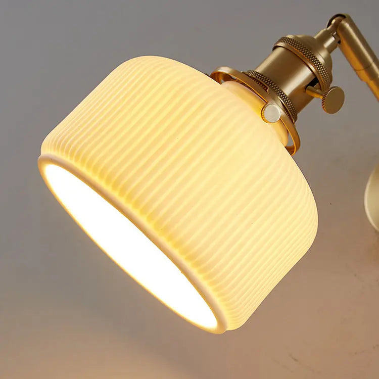 Modern Minimalist Striped Ceramic Jar 1-Light Wall Sconce Lamp Cuvalon