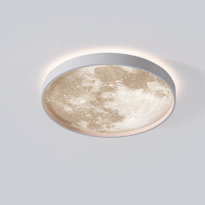 Nordic Creative Moon Round LED Flush Mount Ceiling Light Cuvalon