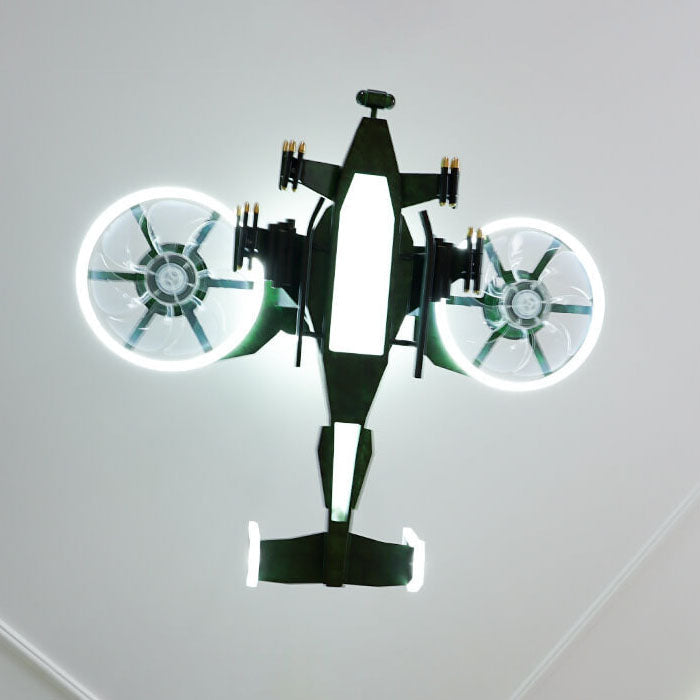 Modern Children's Helicopter Hardware Acrylic LED Semi-Flush Mount Ceiling Fan Light Cuvalon