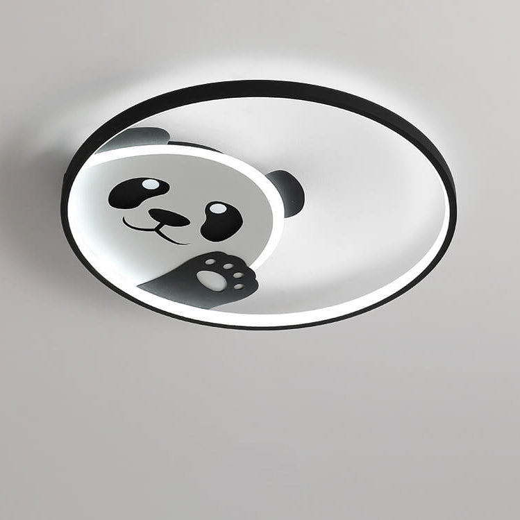 Cartoon Cute Panda Round LED Flush Mount Ceiling Light Cuvalon