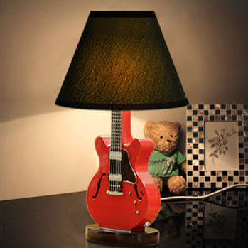 Cartoon Creative Fabric Shade Guitar 1-Light Table Lamp Cuvalon