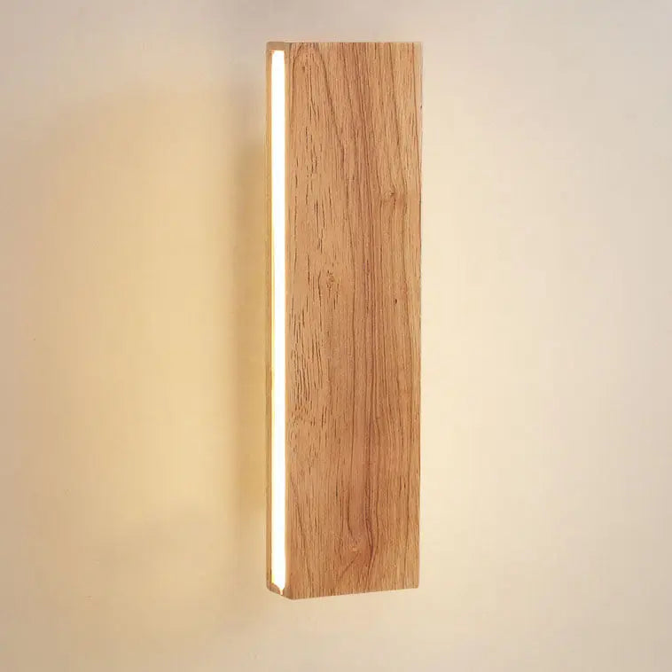 Japanese Minimalist Log Rectangular Flat Rotatable LED Wall Sconce Lamp Cuvalon
