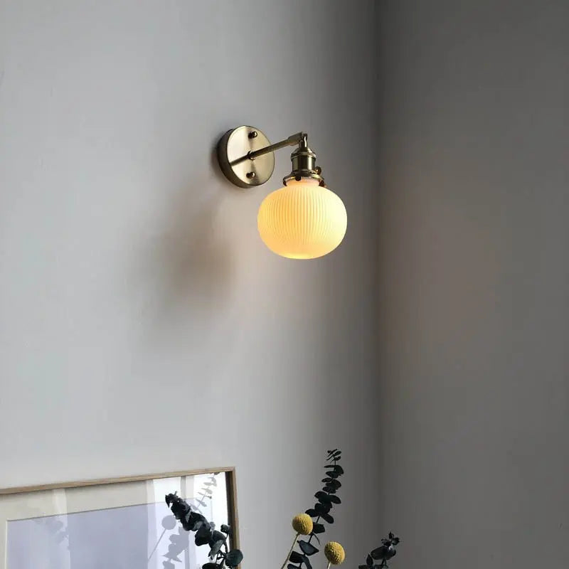 Japanese Retro Minimalist Cylinder Oval Brass Lucite 1-Light Wall Sconce Lamp Cuvalon