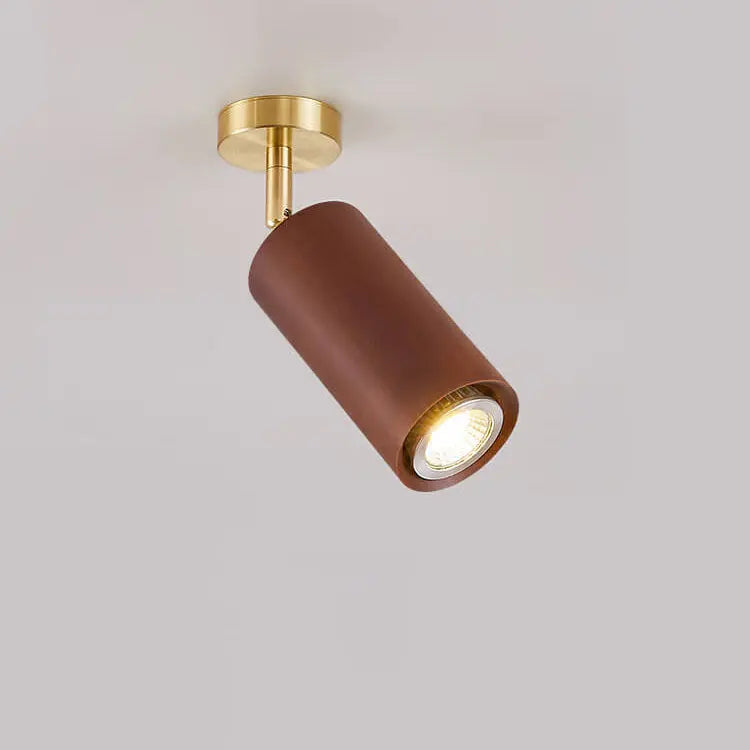 Nordic Minimalist Walnut Wood Spotlight Linear Track 1/2/3/4 Light LED Semi-Flush Mount Ceiling Light Cuvalon