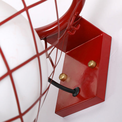 Modern Art Deco Kids Iron Glass Basketball Hoop 1-Light Wall Sconce Lamp For Bedroom Cuvalon