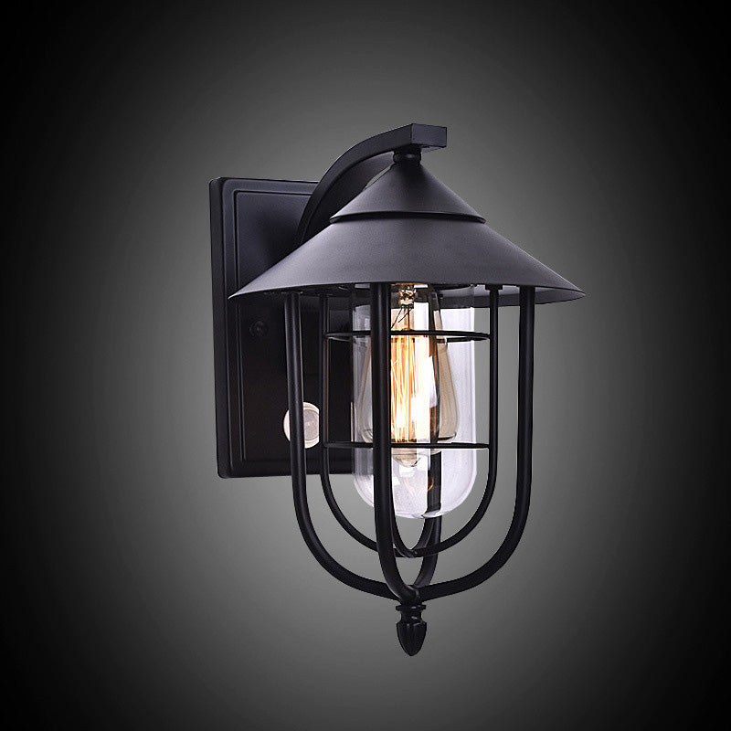 Contemporary Industrial Human Sensing Iron Glass 1-Light Outdoor Wall Sconce Lamp For Garden Cuvalon