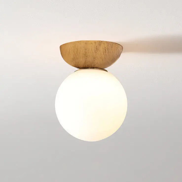 Modern Minimalist Glass Iron Orb 1-Light Semi-Flush Mount Light/Pendant Light for Living Room Cuvalon