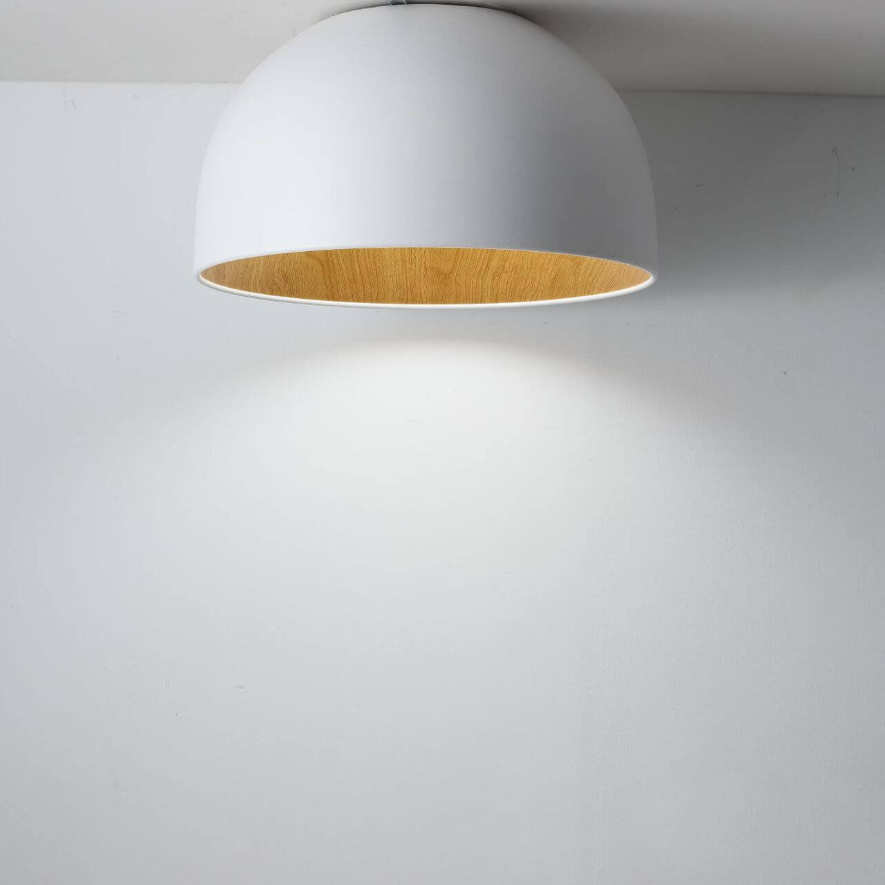 Minimalist Wooden Bowl Iron LED Flush Mount Ceiling Light Cuvalon
