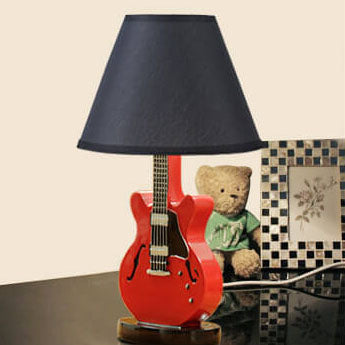 Cartoon Creative Fabric Shade Guitar 1-Light Table Lamp Cuvalon