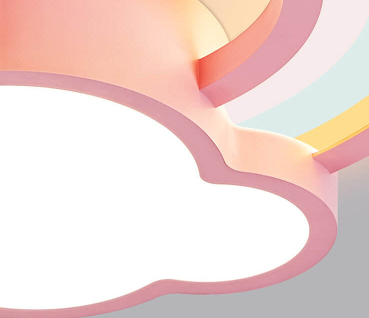 Childlike Cartoon Rainbow Cloud Design LED Flush Mount Light Cuvalon
