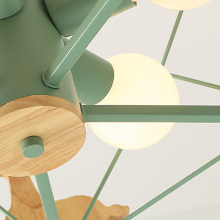 Scandinavian Modern Childlike Giraffe Diamond Pentagram Windmill Iron Wood Glass 4/5 Light Semi-Flush Mount Ceiling Light Cuvalon