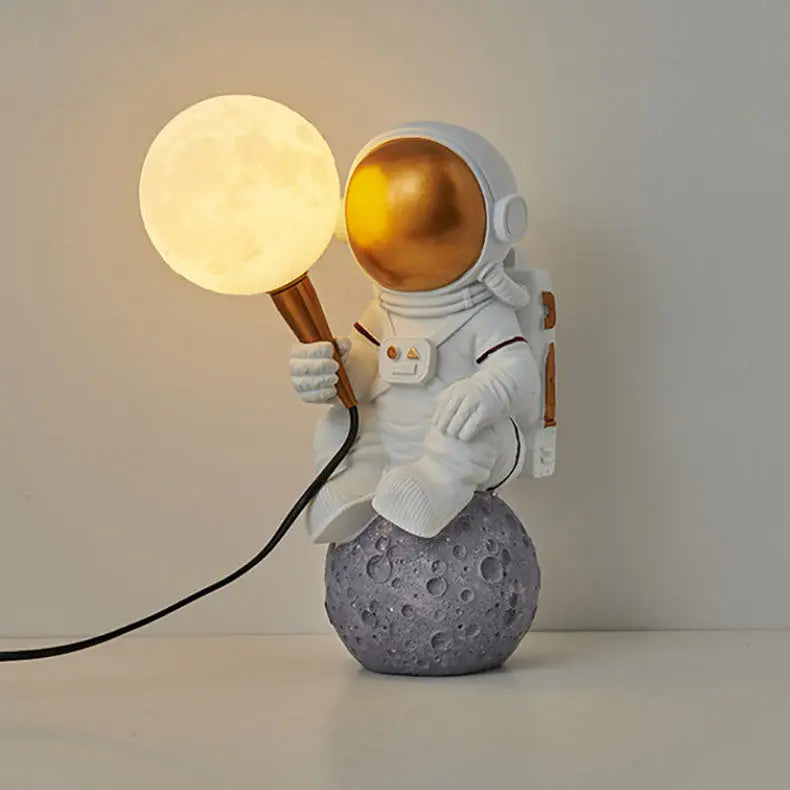 Contemporary Creative Cartoon Astronaut Resin ABS 1-Light Wall Sconce Lamp For Bedroom Cuvalon