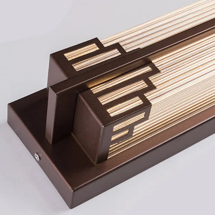 Traditional Chinese Waterproof Rectangular Stainless Steel Glass LED Wall Sconce Lamp For Outdoor Patio Cuvalon