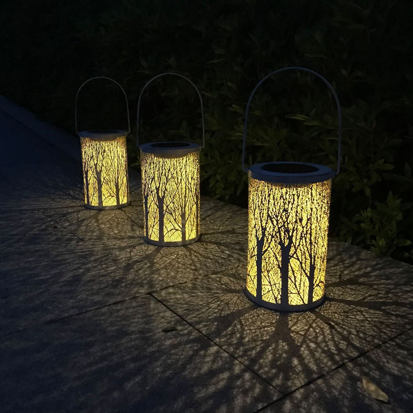 Modern Art Deco Solar Cylinder Skeleton Lantern Iron LED Outdoor Landscape Light For Garden Cuvalon