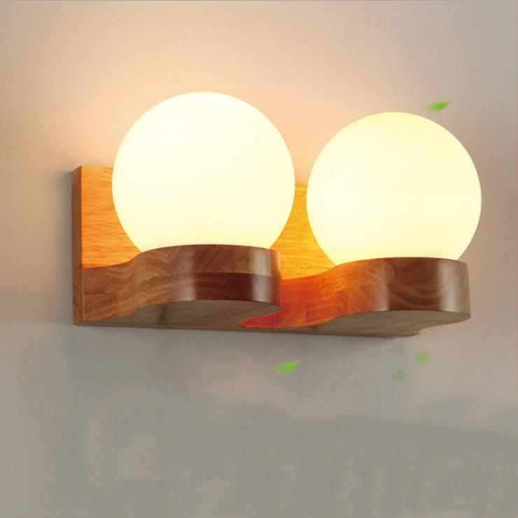 Nordic Modern Solid Wood Ball 1/2 Lights Wall Sconce Lamp Cuvalon