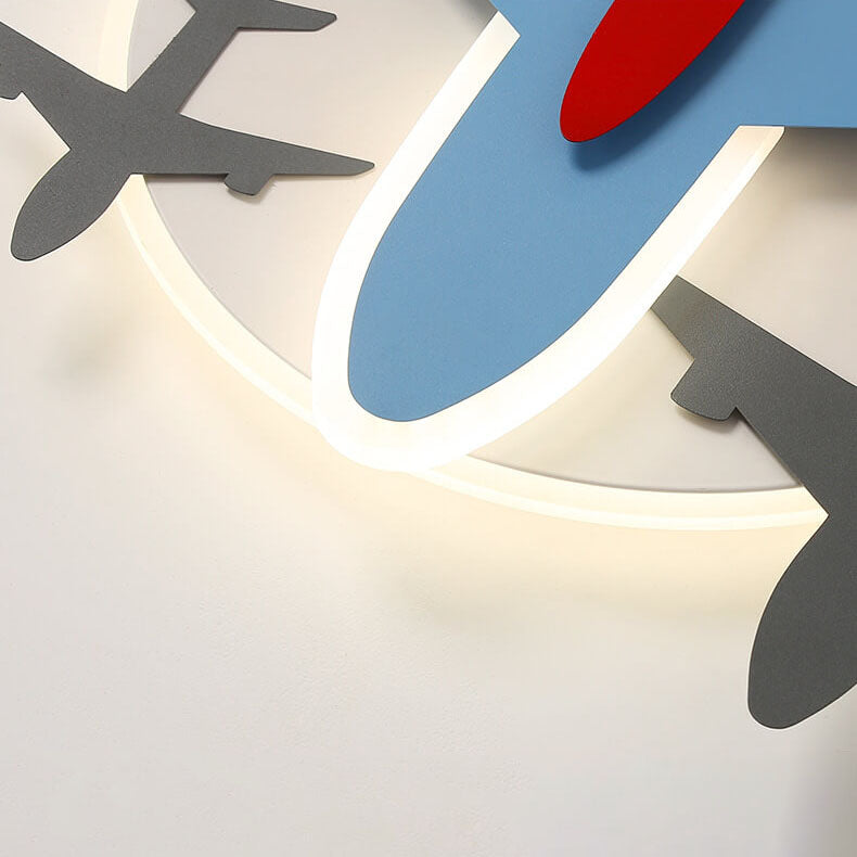 Modern Creative Aircraft Shape LED Cartoon Kids Flush Mount Ceiling Light Cuvalon