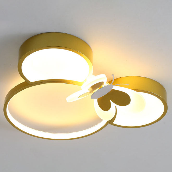 Modern Creative Minimalist Wrought Iron Cartoon Mouse LED Flush Mount Ceiling Light Cuvalon
