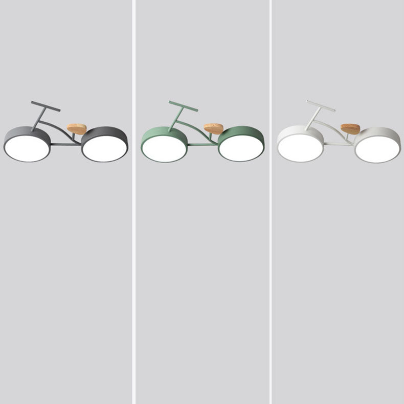 Contemporary Creative Bicycle Acrylic Wood LED Kids Flush Mount Ceiling Light For Living Room Cuvalon