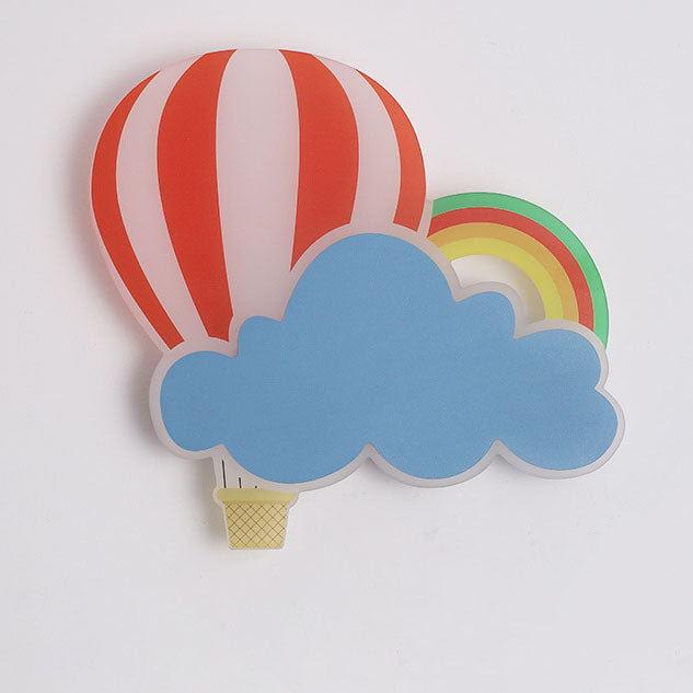 Contemporary Creative Kids Hot Air Balloon Clouds Iron Acrylic LED Wall Sconce Lamp For Bedroom Cuvalon