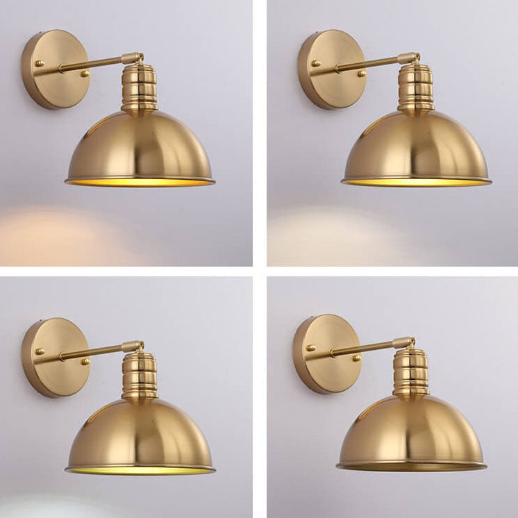 Modern Simple Iron Plated Brass Cone Round 1-Light Wall Sconce Lamp Cuvalon
