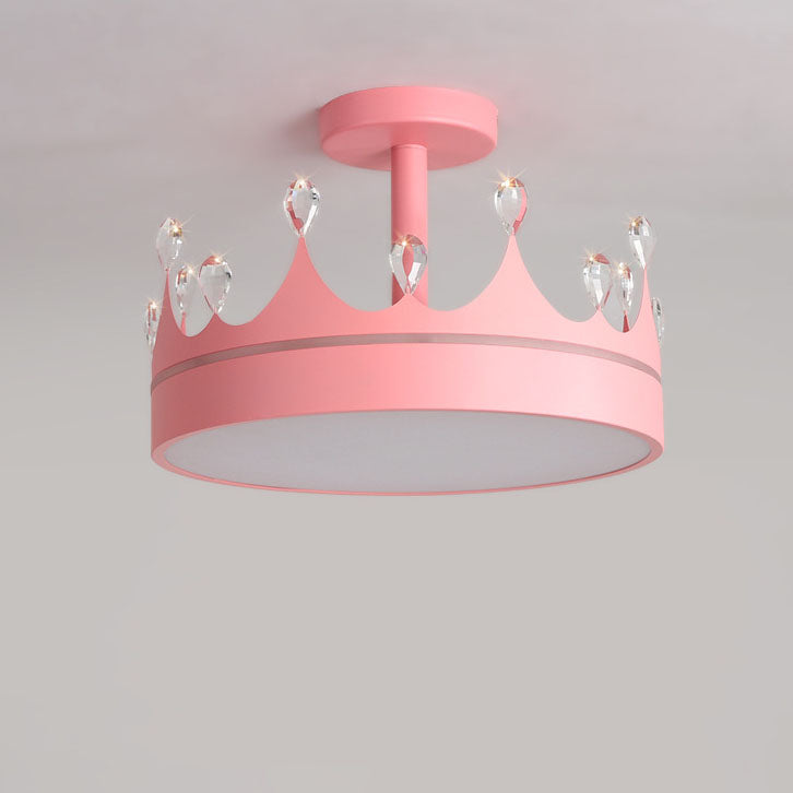 Cartoon Creative Crown LED Kids Semi-Flush Mount Ceiling Light Cuvalon