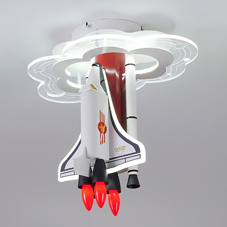 Contemporary Creative Iron Cartoon Aerospace Rocket Acrylic LED Kids Flush Mount Ceiling Light For Living Room Cuvalon