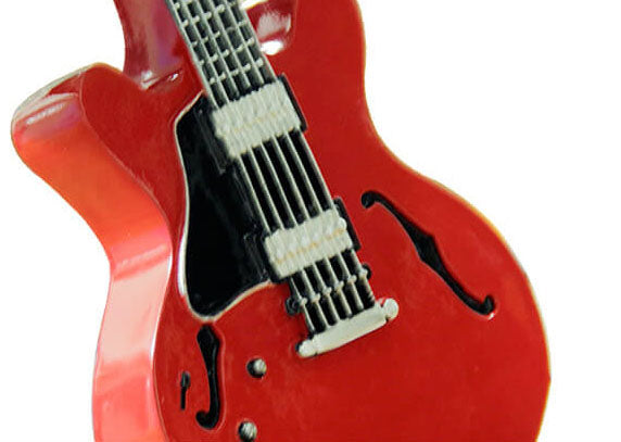 Cartoon Creative Fabric Shade Guitar 1-Light Table Lamp Cuvalon