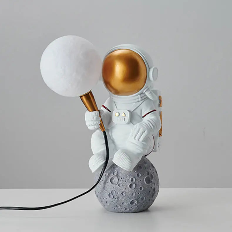 Contemporary Creative Cartoon Astronaut Resin ABS 1-Light Wall Sconce Lamp For Bedroom Cuvalon