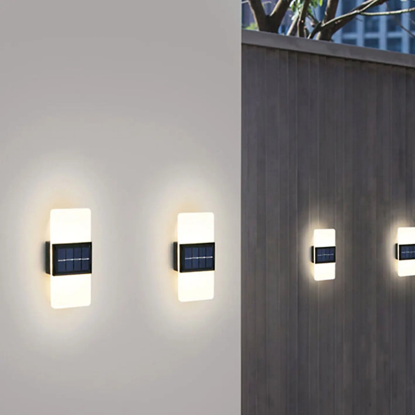 Courtyard Waterproof Acrylic LED Solar Wall Sconce Lamp Outdoor Light Cuvalon