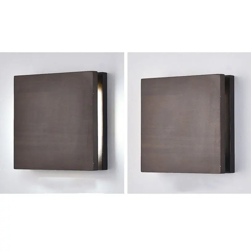 Japanese Wabi-sabi Log Wood Rectangular LED Wall Sconce Lamp Cuvalon