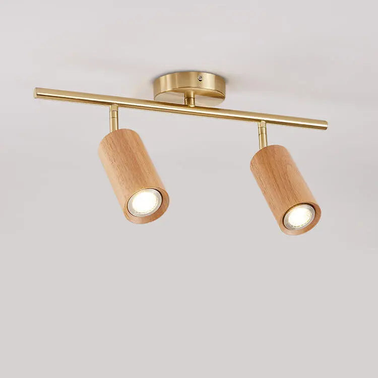 Nordic Minimalist Walnut Wood Spotlight Linear Track 1/2/3/4 Light LED Semi-Flush Mount Ceiling Light Cuvalon