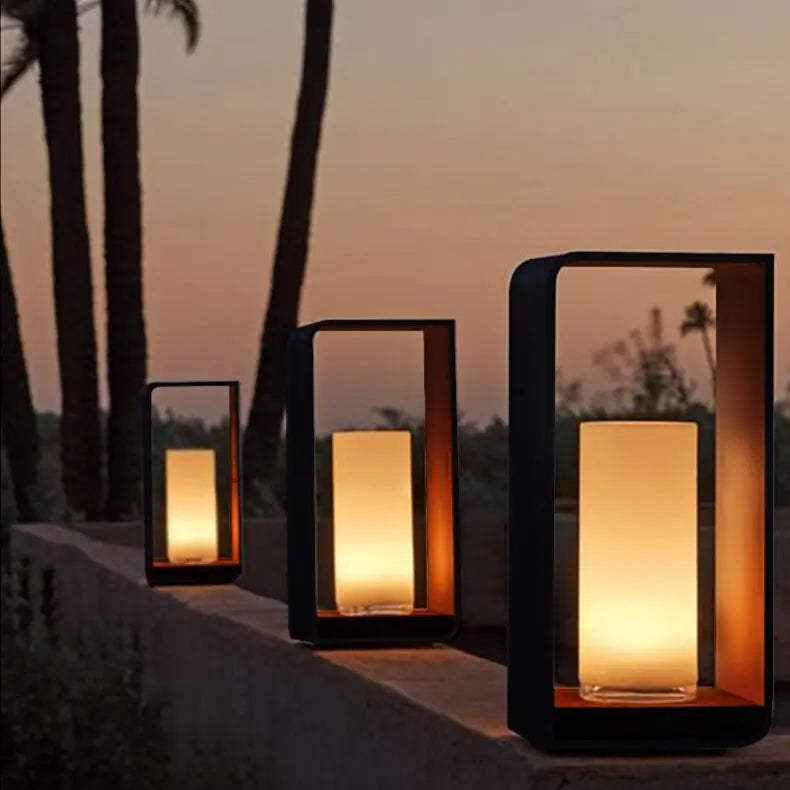 Modern Minimalist Square Frame Stainless Steel Acrylic LED Waterproof Lawn Landscape Light For Outdoor Patio Cuvalon