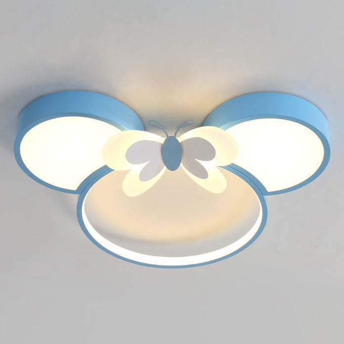 Modern Creative Minimalist Wrought Iron Cartoon Mouse LED Flush Mount Ceiling Light Cuvalon