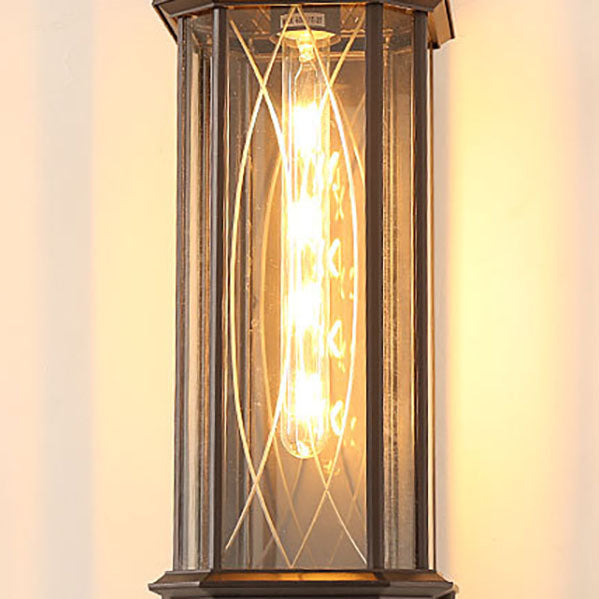 Outdoor Vintage Chinese Transparent Cage 1-Light Waterproof Wall Sconce Lamp Cuvalon