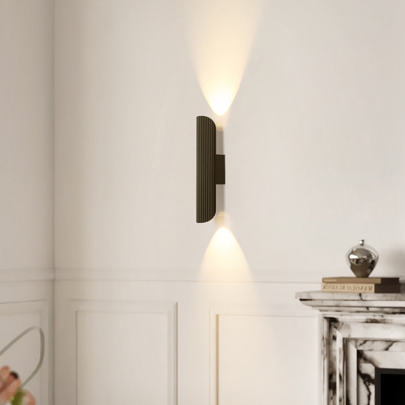 Modern Minimalist Cylinder Stripe Iron Aluminum LED Wall Sconce Lamp For Bedroom Cuvalon
