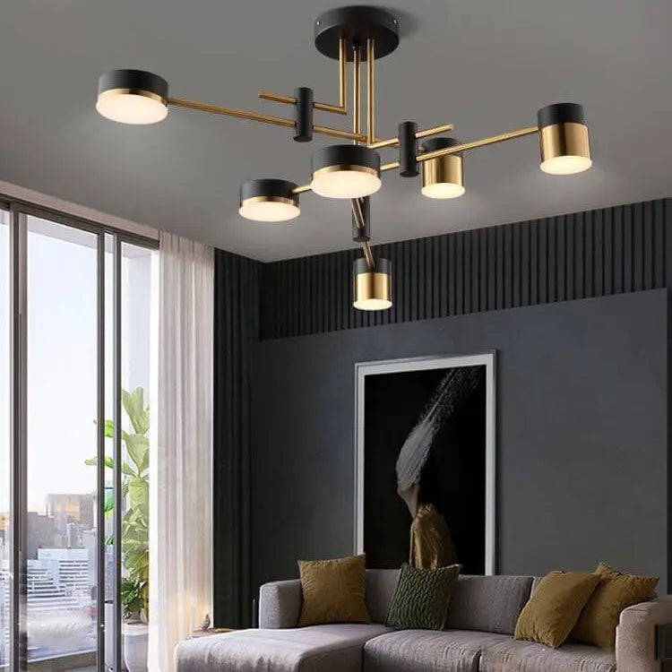 Modern Minimalist Black Gold Balanced 4-8 Light Semi-Flush Mount Light Cuvalon