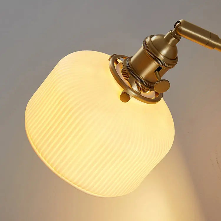 Modern Minimalist Striped Ceramic Jar 1-Light Wall Sconce Lamp Cuvalon