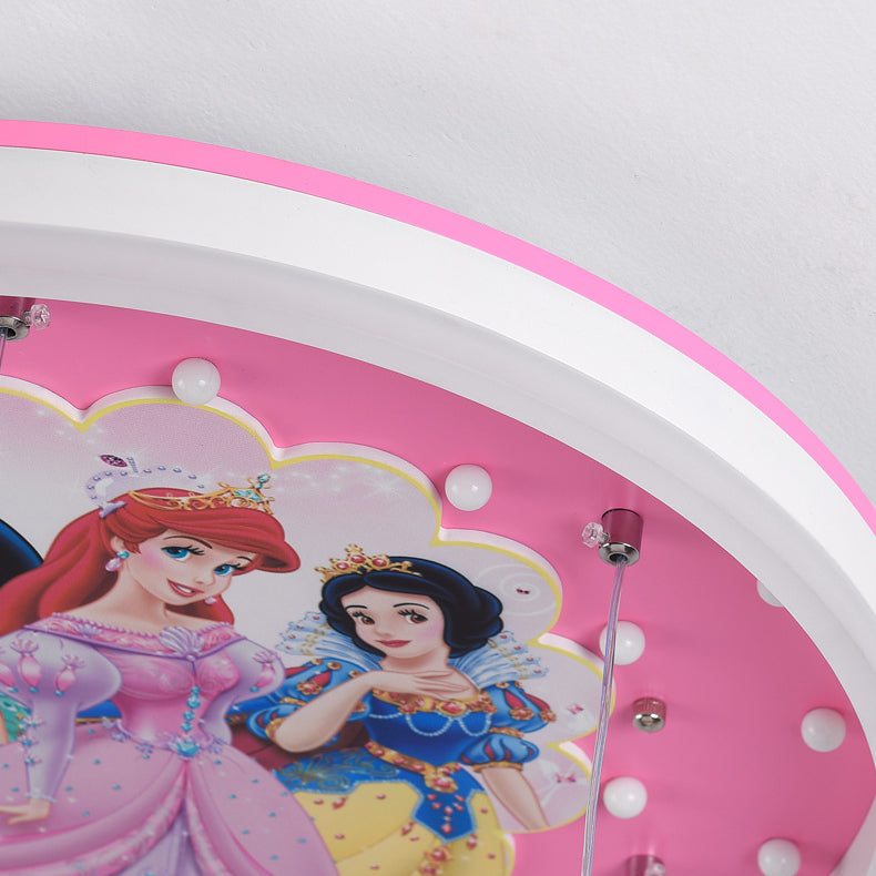 Contemporary Creative Cartoon Princess Elsa Acrylic Round Shade LED Flush Mount Ceiling Light For Bedroom Cuvalon