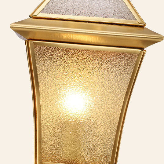 European Modern Luxury Quadrilateral Brass Glass Waterproof 1-Light Outdoor Wall Sconce Lamp Cuvalon