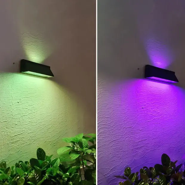 Outdoor Solar Waterproof Rectangular Slant LED Patio Wall Sconce Lamp Cuvalon