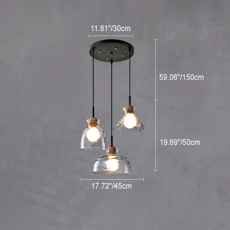 Nordic Clear Rippled Glass Shaded 1-Light Pendant Light Cuvalon