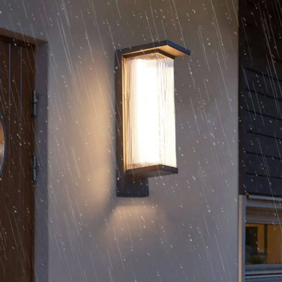 Industrial Waterproof Rectangular PC Striped Shade LED Outdoor Wall Sconce Lamp Cuvalon