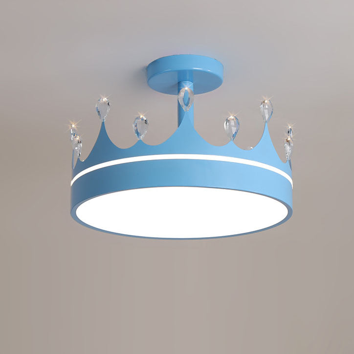 Cartoon Creative Crown LED Kids Semi-Flush Mount Ceiling Light Cuvalon