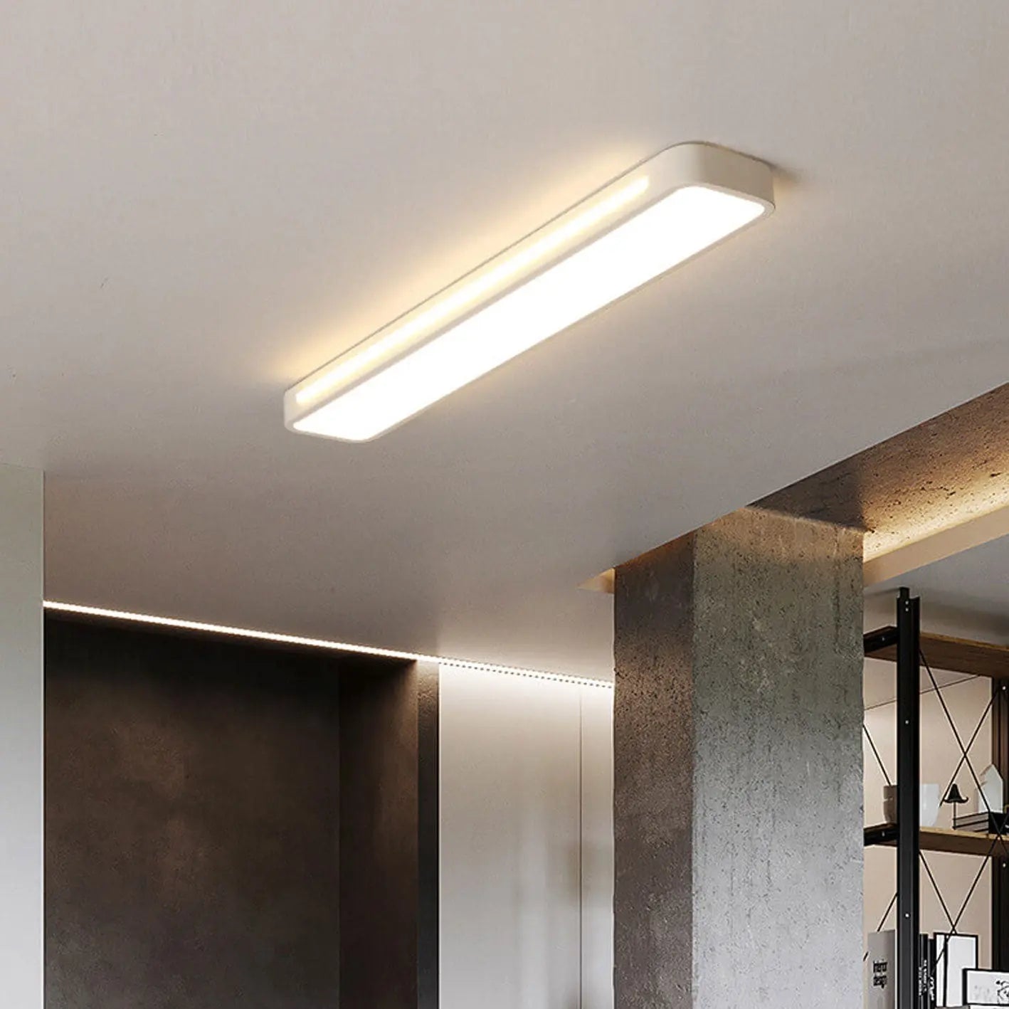 Nordic Minimalist Long LED Flush Mount Ceiling Light Cuvalon