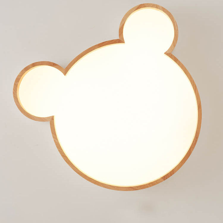 Nordic Wood Bear Shape LED Kids Flush Mount Ceiling Light Cuvalon